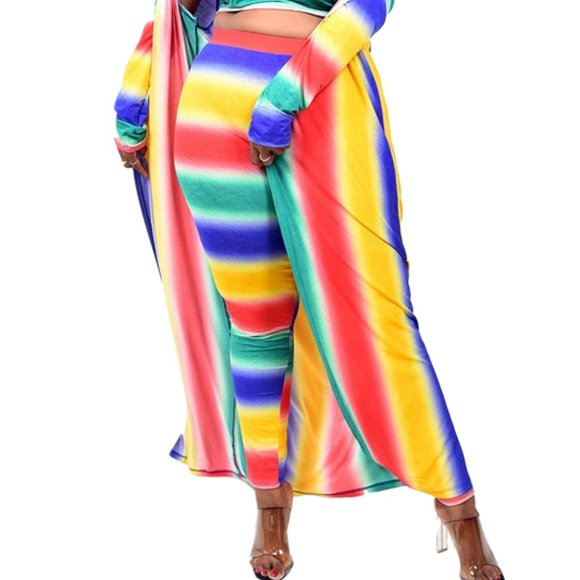 (Brand New) Plus Size Leggings Set Clothing Pants Bottoms Crop Top Cardigan 3 - Picture 2 of 4